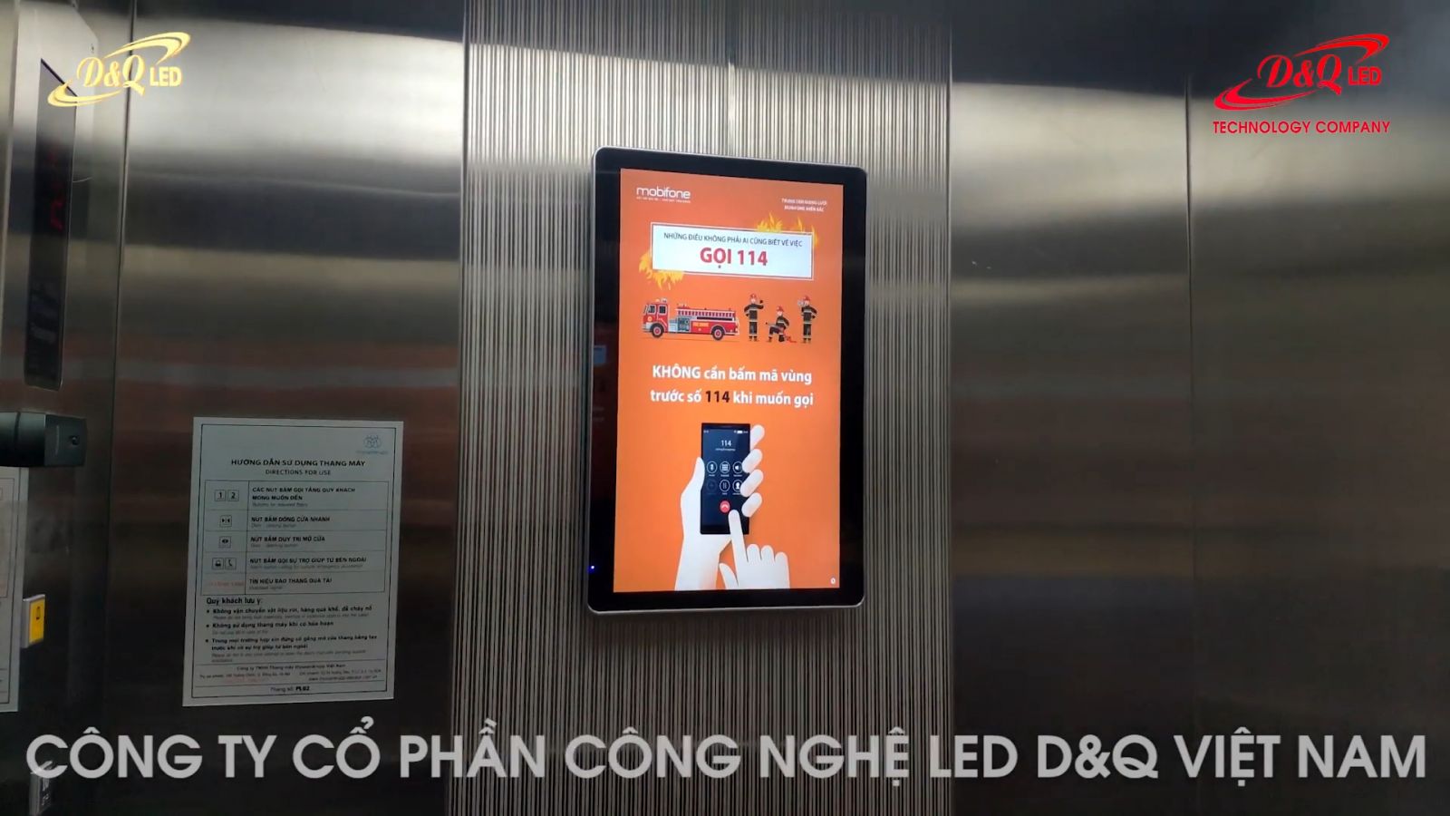 D&Q VietNam lắp đặt 4 màn hình quảng cáo LCD trong thang máy 22inch | Mạng lưới Mobifone - HN