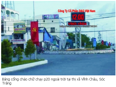 Bảng cổng chào chữ chạy p20 ngoài trời tại thị xã Vĩnh Châu, Sóc Trăng hiện đại
